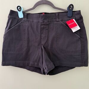 NWT SPANX Stretch Twill Shorts XL Washed Black